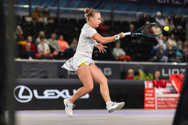 TENNIS - WTA, Tennis Damen Upper Austria Ladies Linz LINZ,AUSTRIA,30.JAN.24 - TENNIS - WTA Tour, Upper Austria Ladies Linz. Image shows Anna Blinkova (RUS).  GEPAxpictures xGintarexKarpaviciute