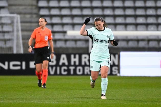 Fran Kirby ( 14 - Chelsea ) celebrates after scoring during the UEFA Women s Champions League match between PFC and Chelsea at Stade Charlety on January 30, 2024 in Paris, France. ( Photo by federico pestellini panoramic ) - FOOTBALL : PFC vs Chelsea - Ligue des Champions Feminine - 30 01 2024 FedericoPestellini Panoramic 