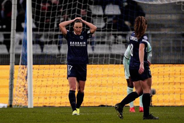 Gaetane Thiney of Paris FC reacts after a missed chance Paris FC Feminines v Chelsea Women, Football, UEFA Women s Champions League, Group D, Stade Charlety, Paris, France - 30 Jan 2024 EDITORIAL USE ONLY No use with unauthorised audio, video, data, fixture lists, club league logos or live services. Online in-match use limited to 120 images, no video emulation. No use in betting, games or single club league player publications. Copyright: xDavexWinter Shutterstockx 14324140ar