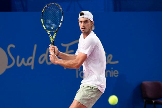 MONTPELLIER, FRANCE - JANUARY 30 : Maximilian MARTERER (GBR) during the 1st round of the ATP, Tennis Herren 250 Open Sud de France tournament vs. Arthur CAZAUX (FRA) in Montpellier, France on January 30th, 2024. TENNIS : Open Sud de France ATP 250 - 30 01 2024 ValentinaClaret Panoramic 