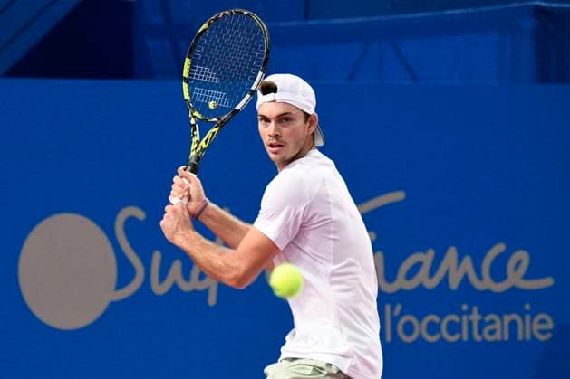 MONTPELLIER, FRANCE - JANUARY 30 : Maximilian MARTERER (GBR) during the 1st round of the ATP, Tennis Herren 250 Open Sud de France tournament vs. Arthur CAZAUX (FRA) in Montpellier, France on January 30th, 2024. TENNIS : Open Sud de France ATP 250 - 30 01 2024 ValentinaClaret Panoramic 