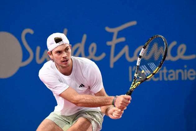 MONTPELLIER, FRANCE - JANUARY 30 : Maximilian MARTERER (GBR) during the 1st round of the ATP, Tennis Herren 250 Open Sud de France tournament vs. Arthur CAZAUX (FRA) in Montpellier, France on January 30th, 2024. TENNIS : Open Sud de France ATP 250 - 30 01 2024 ValentinaClaret Panoramic 