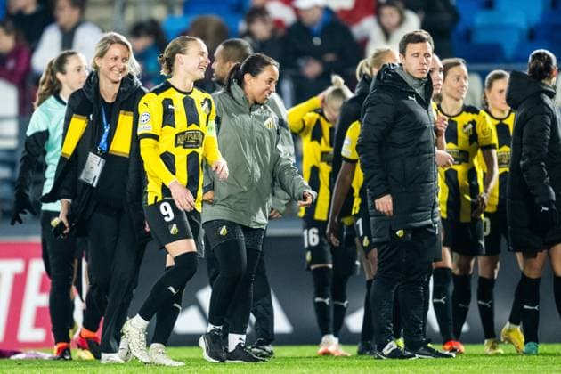 240130 Filippa Curmark of Häcken celebrates after the UEFA Women s Champions League football match between Real Madrid and Häcken on January 30, 2024 in Madrid. Photo: Mathias Bergeld BILDBYRAN kod MB MB0845 fotboll football soccer fotball champions league real madrid häcken dam bbeng women kvinner jubel Copyright: MATHIASxBERGELD BB240130MB093