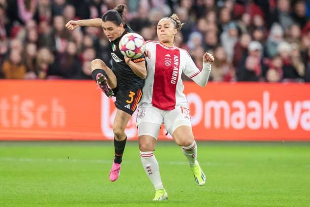 AMSTERDAM, 30-01-2024 ,Johan Cruijff ArenA, UEFA Womens Champions League, Ajax - AS Roma CL(women) , season 2023 2024, during the match Ajax - AS Roma CL(women), AS Roma player Lucia Di Guglielmo, Ajax player Chasity Grant Ajax - AS Roma CL(women)  x24062678x Copyright: