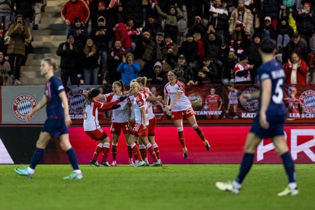UEFA Women’s Champions League: FC Bayern München - Paris Saint-Germain; 30.01.2024 Jubel zum 2:1 durch Sydney Lohmann (FC Bayern München, 12) UEFA Women’s Champions League: FC Bayern München - Paris Saint-Germain, München, FC Bayern Campus am 30.01.2024 Copyright: xBEAUTIFULxSPORTS Wunderlx