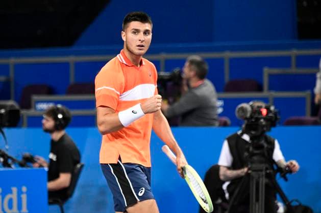 MONTPELLIER, FRANCE - JANUARY 30 : Pablo LLAMAS RUIZ (ESP) during the 1st round of the ATP, Tennis Herren 250 Open Sud de France tournament vs. Richard GASQUET (FRA) in Montpellier, France on January 30th, 2024. TENNIS : Open Sud de France ATP 250 - 30 01 2024 ValentinaClaret Panoramic 