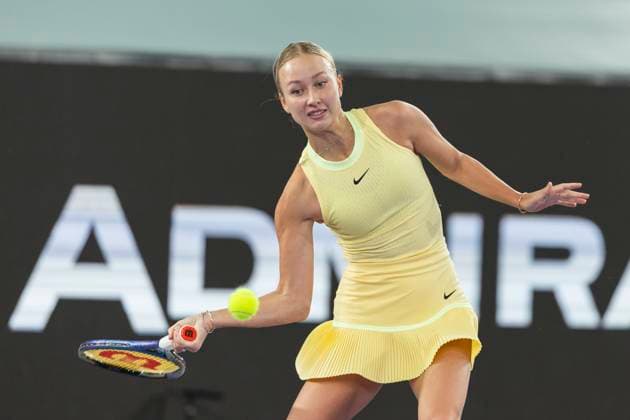 TENNIS - WTA, Tennis Damen Upper Austria Ladies Linz LINZ,AUSTRIA,31.JAN.24 - TENNIS - WTA Tour, Upper Austria Ladies Linz, female conference. Image shows Anastasia Potapova (RUS).  GEPAxpictures xGintarexKarpaviciute