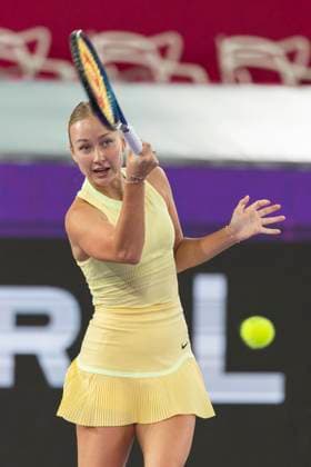 TENNIS - WTA, Tennis Damen Upper Austria Ladies Linz LINZ,AUSTRIA,31.JAN.24 - TENNIS - WTA Tour, Upper Austria Ladies Linz, female conference. Image shows Anastasia Potapova (RUS).  GEPAxpictures xGintarexKarpaviciute