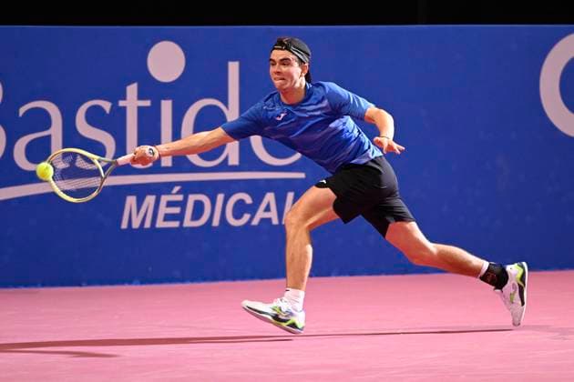 MONTPELLIER, FRANCE - JANUARY 31 : Dalibor SVRCINA (CZE) during the 1st round of the ATP, Tennis Herren 250 Open Sud de France tournament vs. Alexander SHEVCHENKO (KAZ) in Montpellier, France on January 31st, 2024. TENNIS : Open Sud de France ATP 250 - 31 01 2024 ValentinaClaret Panoramic 