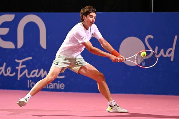 MONTPELLIER, FRANCE - JANUARY 31 : Alexander SHEVCHENKO (KAZ) during the 1st round of the ATP, Tennis Herren 250 Open Sud de France tournament vs. Dalibor SVRCINA (CZE) in Montpellier, France on January 31st, 2024. TENNIS : Open Sud de France ATP 250 - 31 01 2024 ValentinaClaret Panoramic 