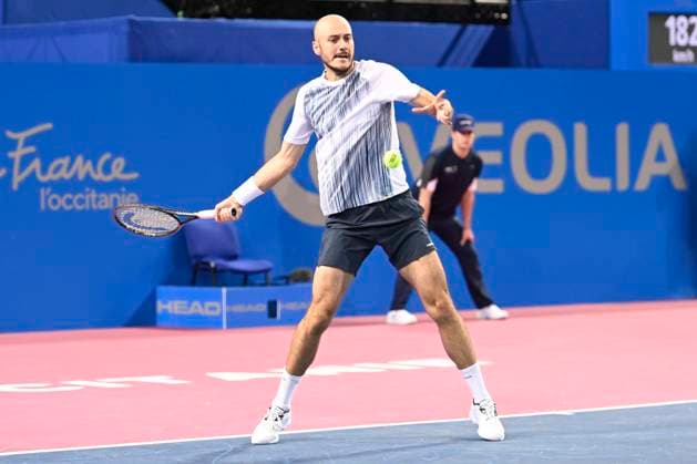 MONTPELLIER, FRANCE - JANUARY 31 : Constantin FRANTZEN (GER) and Hendrik JEBENS (GER) during the doubles 1st round of the ATP, Tennis Herren 250 Open Sud de France tournament vs. Sadio DOUMBIA (FRA) et Fabien REBOUL (FRA) in Montpellier, France on January 31st, 2024. TENNIS : Open Sud de France ATP 250 - 31 01 2024 ValentinaClaret Panoramic 