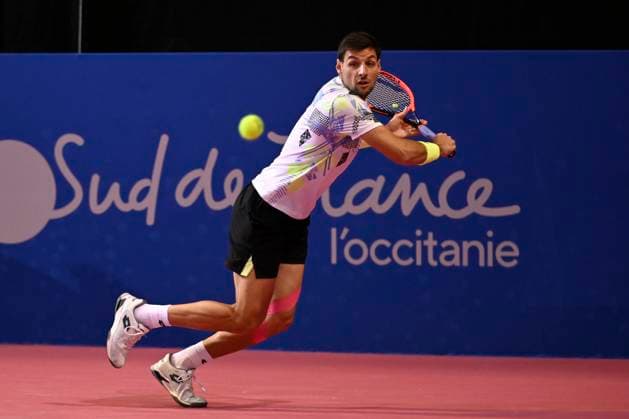 MONTPELLIER, FRANCE - JANUARY 31 : Bernabe ZAPATA MIRALLES (ESP) during the 1st round of the ATP, Tennis Herren 250 Open Sud de France tournament vs. Constant LESTIENNE (FRA) in Montpellier, France on January 31st, 2024. TENNIS : Open Sud de France ATP 250 - 31 01 2024 ValentinaClaret Panoramic 