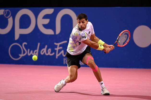 MONTPELLIER, FRANCE - JANUARY 31 : Bernabe ZAPATA MIRALLES (ESP) during the 1st round of the ATP, Tennis Herren 250 Open Sud de France tournament vs. Constant LESTIENNE (FRA) in Montpellier, France on January 31st, 2024. TENNIS : Open Sud de France ATP 250 - 31 01 2024 ValentinaClaret Panoramic 
