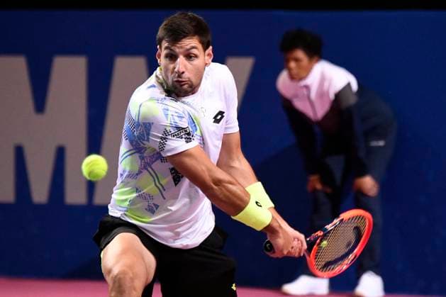 MONTPELLIER, FRANCE - JANUARY 31 : Bernabe ZAPATA MIRALLES (ESP) during the 1st round of the ATP, Tennis Herren 250 Open Sud de France tournament vs. Constant LESTIENNE (FRA) in Montpellier, France on January 31st, 2024. TENNIS : Open Sud de France ATP 250 - 31 01 2024 ValentinaClaret Panoramic 