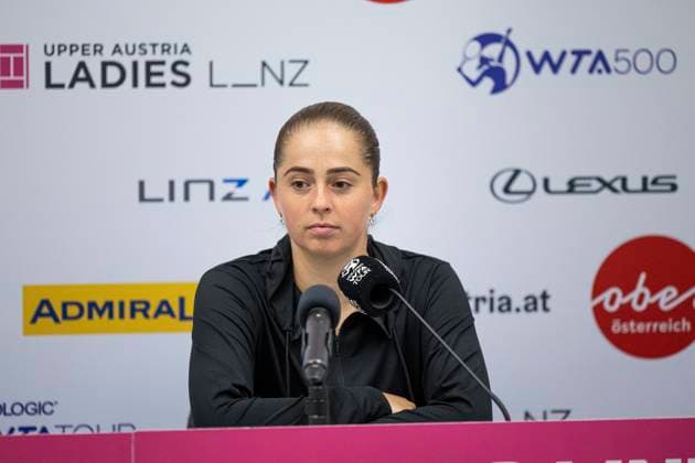 TENNIS - WTA, Tennis Damen Upper Austria Ladies Linz LINZ,AUSTRIA,31.JAN.24 - TENNIS - WTA Tour, Upper Austria Ladies Linz, press conference, PK, Pressekonferenz Image shows JeÄ¼ena Ostapenko (LAT).  GEPAxpictures xGintarexKarpaviciute