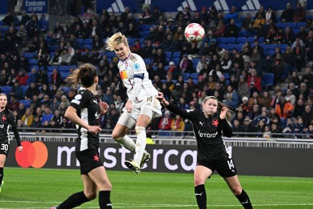 Ada Hegerberg (lyon) FOOTBALL: Olympique Lyonnais FÂŽminines vs SK Slavia Prague - Ligue des Champions FÂŽminine - 31 01 2024 FredericChambert Panoramic 