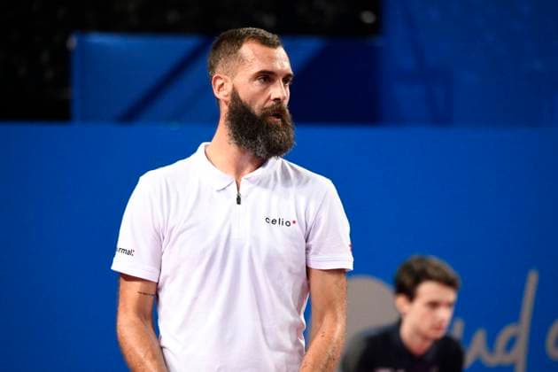MONTPELLIER, FRANCE - JANUARY 31 : Benoit PAIRE (FRA) during the 2nd round of the ATP, Tennis Herren 250 Open Sud de France tournament vs. Harold MAYOT (FRA) in Montpellier, France on January 31st, 2024. TENNIS : Open Sud de France ATP 250 - 31 01 2024 ValentinaClaret Panoramic 