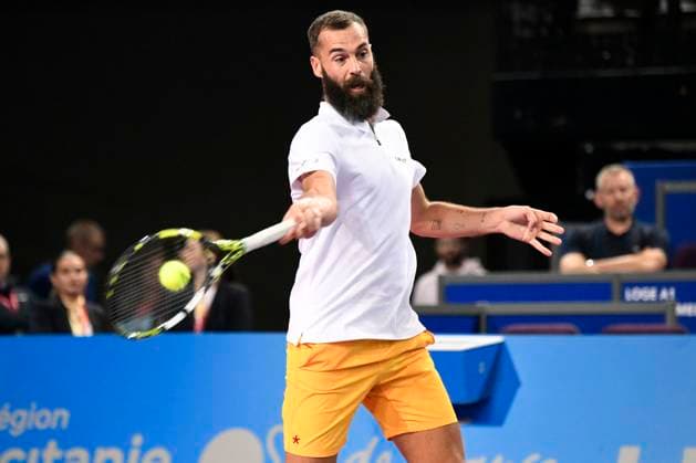 MONTPELLIER, FRANCE - JANUARY 31 : Benoit PAIRE (FRA) during the 2nd round of the ATP, Tennis Herren 250 Open Sud de France tournament vs. Harold MAYOT (FRA) in Montpellier, France on January 31st, 2024. TENNIS : Open Sud de France ATP 250 - 31 01 2024 ValentinaClaret Panoramic 