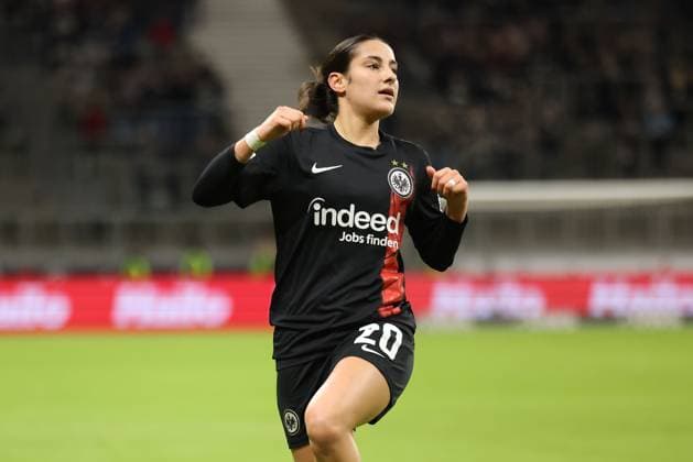 Deutsche Bank Park, Frankfurt Main Germany 31.01.2024 UEFA Women s Champions League match Grouppe A SGE Eintracht Frankfurt - Rosengard v.l., Ilayda Acikgöz (Eintracht Frankfurt) Torjubel, Goal celebration, celebrate the goal Copyright: JoaquimxFerreira