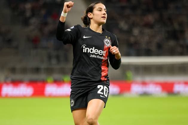 Deutsche Bank Park, Frankfurt Main Germany 31.01.2024 UEFA Women s Champions League match Grouppe A SGE Eintracht Frankfurt - Rosengard v.l., Ilayda Acikgöz (Eintracht Frankfurt) Torjubel, Goal celebration, celebrate the goal Copyright: JoaquimxFerreira