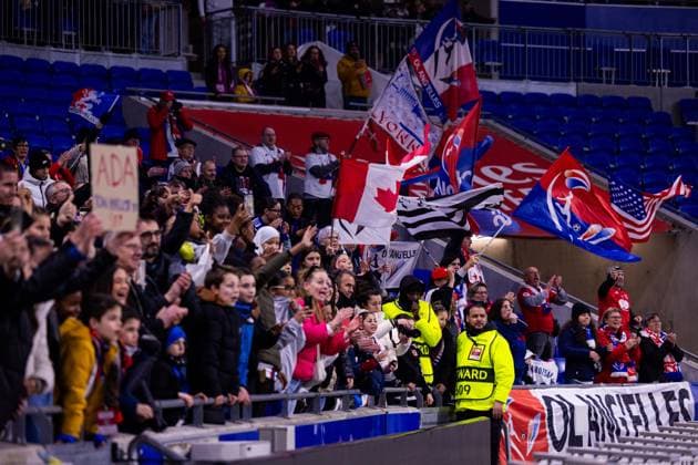 Olympique Lyonnais fans after the UEFA Women?s Champions League game between Olympique Lyonnais and Salvia Praha at Groupama Stadium in Lyon, France. (Pauline FIGUET SPP) Copyright: xPaulinexFIGUETx xSPPx spp-en-PaFiSp-PF_OLvSLP181