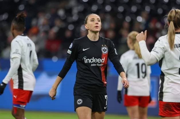 31.01.2024, xusrbx, Fussball Champions League Frauen, Eintracht Frankfurt Frauen - FC Rosengard emspor, Lara Prasnikar (Eintracht Frankfurt, 7), Aktion, Einzelbild, Freisteller, (Mitte) (DFL DFB REGULATIONS PROHIBIT ANY USE OF PHOTOGRAPHS as IMAGE SEQUENCES and or QUASI-VIDEO) Frankfurt am Main