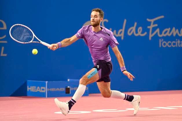 MONTPELLIER, FRANCE - FEBRUARY 1 : Constant LESTIENNE (FRA) during the 2nd round of the ATP, Tennis Herren 250 Open Sud de France tournament vs. Flavio COBOLLI (ITA) in Montpellier, France on February 1st, 2024. TENNIS : Open Sud de France ATP 250 - 01 02 2024 ValentinaClaret Panoramic 