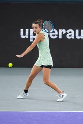 TENNIS - WTA, Tennis Damen Upper Austria Ladies Linz LINZ,AUSTRIA,02.FEB.24 - TENNIS - WTA Tour, Upper Austria Ladies Linz. Image shows Clara Burel (FRA).  GEPAxpictures xGintarexKarpaviciute