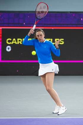 TENNIS - WTA, Tennis Damen Upper Austria Ladies Linz LINZ,AUSTRIA,02.FEB.24 - TENNIS - WTA Tour, Upper Austria Ladies Linz. Image shows Donna Vekic (CRO).  GEPAxpictures xGintarexKarpaviciute