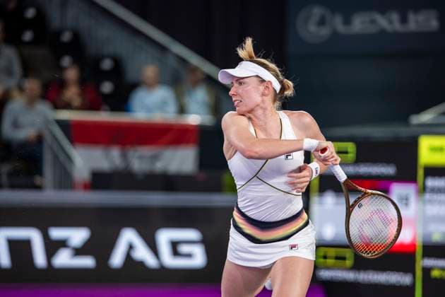 TENNIS - WTA, Tennis Damen Upper Austria Ladies Linz LINZ,AUSTRIA,02.FEB.24 - TENNIS - WTA Tour, Upper Austria Ladies Linz. Image shows Ekaterina Alexandrova (RUS).  GEPAxpictures xGintarexKarpaviciute