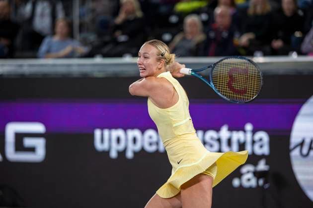 TENNIS - WTA, Tennis Damen Upper Austria Ladies Linz LINZ,AUSTRIA,02.FEB.24 - TENNIS - WTA Tour, Upper Austria Ladies Linz. Image shows Anastasia Potapova (RUS).  GEPAxpictures xGintarexKarpaviciute