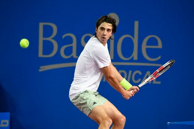 MONTPELLIER, FRANCE - FEBRUARY 2 : Alexander SHEVCHENKO (KAZ) during the 1 4 final of the ATP, Tennis Herren 250 Open Sud de France tournament vs. Alexander BUBLIK (KAZ) in Montpellier, France on February 2nd, 2024. TENNIS : Open Sud de France ATP 250 - 02 02 2024 ValentinaClaret Panoramic 