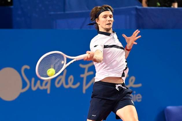 MONTPELLIER, FRANCE - FEBRUARY 2 : Alexander BUBLIK (KAZ) during the 1 4 final of the ATP, Tennis Herren 250 Open Sud de France tournament vs. Alexander SHEVCHENKO (KAZ) in Montpellier, France on February 2nd, 2024. TENNIS : Open Sud de France ATP 250 - 02 02 2024 ValentinaClaret Panoramic 