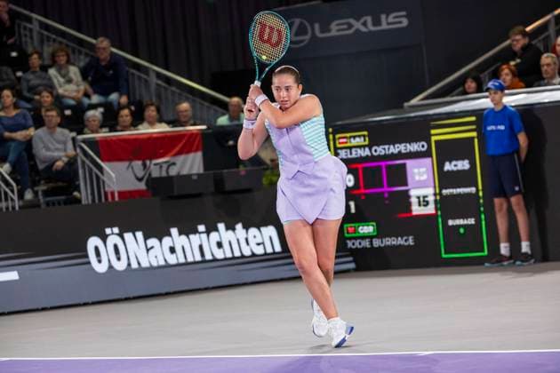TENNIS - WTA, Tennis Damen Upper Austria Ladies Linz LINZ,AUSTRIA,02.FEB.24 - TENNIS - WTA Tour, Upper Austria Ladies Linz. Image shows Jelena Ostapenko (LAT).  GEPAxpictures xGintarexKarpaviciute