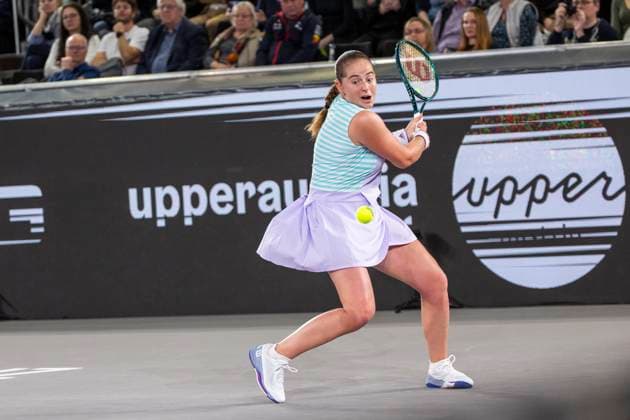 TENNIS - WTA, Tennis Damen Upper Austria Ladies Linz LINZ,AUSTRIA,02.FEB.24 - TENNIS - WTA Tour, Upper Austria Ladies Linz. Image shows Jelena Ostapenko (LAT).  GEPAxpictures xGintarexKarpaviciute