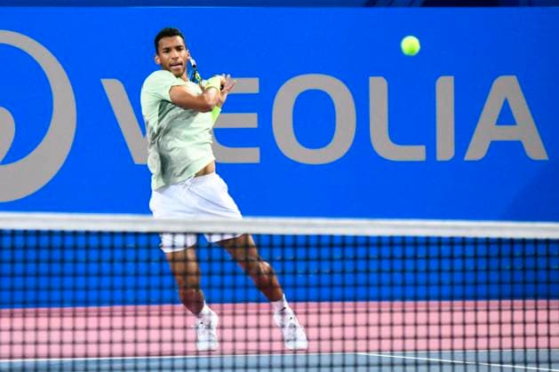 MONTPELLIER, FRANCE - FEBRUARY 3 : Felix AUGER-ALIASSIME (CAN) during the 1 2 final of the ATP, Tennis Herren 250 Open Sud de France tournament vs. Alexander BUBLIK (KAZ) in Montpellier, France on February 3rd, 2024. TENNIS : Open Sud de France ATP 250 - 03 02 2024 ValentinaClaret Panoramic 