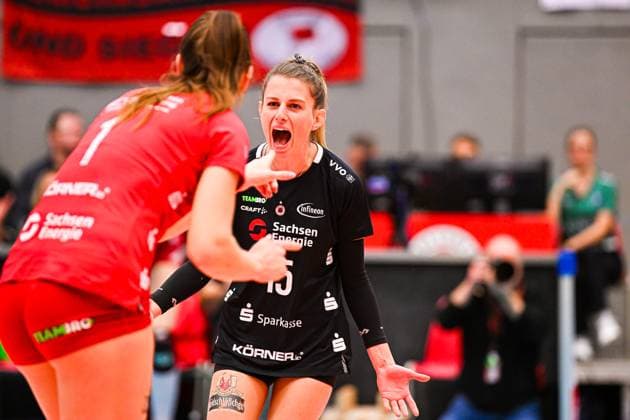 1. Volleyball Bundesliga Frauen, Dresdner SC vs. SSC Palmberg Schwerin, Dresden, 03.02.2024 Aleksandra Jegdic (Dresdner SC, 15) 1. Volleyball Bundesliga Frauen, Dresdner SC vs. SSC Palmberg Schwerin am 03.02.2024 in der Margon Arena Dresden Copyright: xBEAUTIFULxSPORTS Hoepnerx