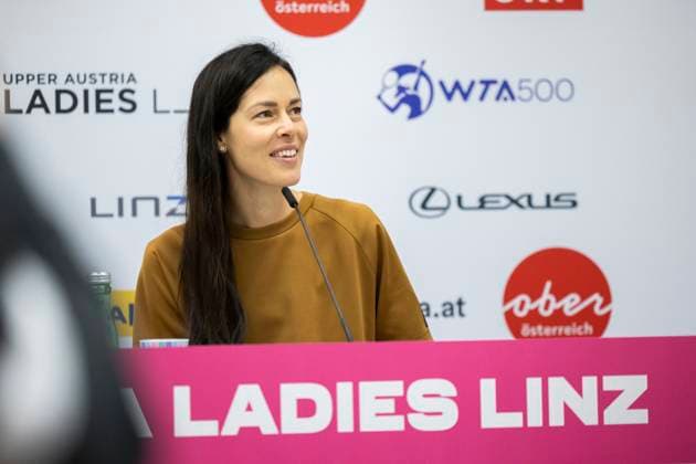 Sport Themen der Woche KW05 TENNIS - WTA, Tennis Damen Upper Austria Ladies Linz LINZ,AUSTRIA,04.FEB.24 - TENNIS - WTA Tour, Upper Austria Ladies Linz, press conference, PK, Pressekonferenz Image shows Ana Ivanovic (SRB).  GEPAxpictures xGintarexKarpaviciute