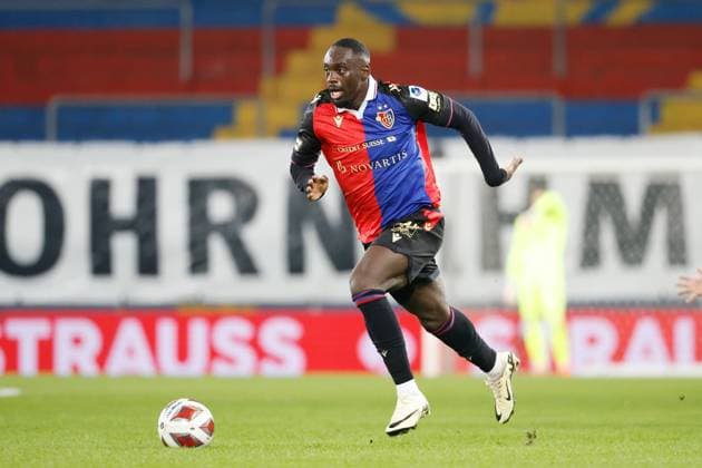 FC Basel - FC Lugano Jean Kevin Augustin (FC Basel) 03.02.2024 St.Jakob Park Basel , SCHWEIZ , Saison 2023 2024 Herren Fussball Super League FC Basel - FC Lugano Jean Kevin Augustin (FC Basel)