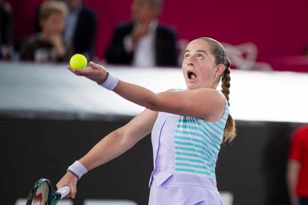 TENNIS - WTA, Tennis Damen Upper Austria Ladies Linz LINZ,AUSTRIA,04.FEB.24 - TENNIS - WTA Tour, Upper Austria Ladies Linz. Image shows Jelena Ostapenko (LAT).  GEPAxpictures xGintarexKarpaviciute