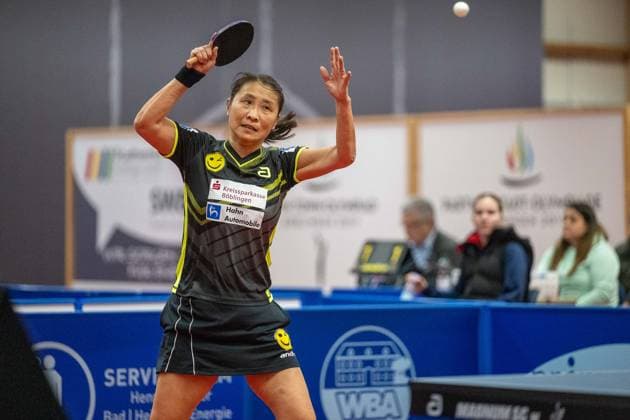 Qianhong Gotsch (SV Böblingen, 01) ¨¨SV Böblingen vs TSV Dachau, Tischtennis, Bundesliga Damen, Saison 2024, 04.02.2024, SV Böblingen vs TSV Dachau, Tischtennis, Bundesliga Damen, Saison 2024, 04.02.2024 Böblingen