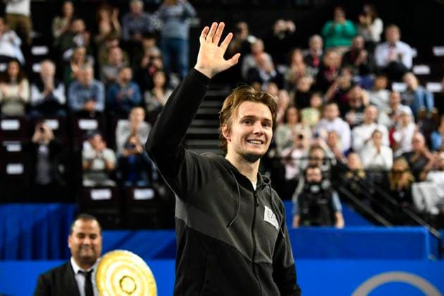 MONTPELLIER, FRANCE - FEBRUARY 4 : Alexander BUBLIK (KAZ) winner of the ATP, Tennis Herren 250 Open Sud de France tournament in Montpellier, France on February 4th, 2024. TENNIS : Open Sud de France ATP 250 - 04 02 2024 ValentinaClaret Panoramic 