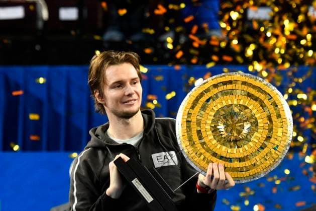 MONTPELLIER, FRANCE - FEBRUARY 4 : Alexander BUBLIK (KAZ) winner of the ATP, Tennis Herren 250 Open Sud de France tournament in Montpellier, France on February 4th, 2024. TENNIS : Open Sud de France ATP 250 - 04 02 2024 ValentinaClaret Panoramic 