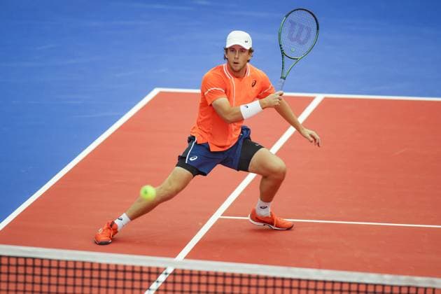 DALLAS, TX - FEBRUARY 04: Brandon Holt (USA) hits a forehand during the Dallas Open on February 4, 2024 at Styslinger Altec Tennis Complex in Dallas, TX.(Photo by George Walker Icon Sportswire) TENNIS: FEB 04 Dallas Open EDITORIAL USE ONLY Icon24020408