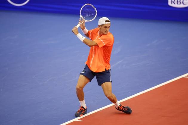 DALLAS, TX - FEBRUARY 04: Terence Atmane (FRA) hits a backhand during the Dallas Open on February 4, 2024 at Styslinger Altec Tennis Complex in Dallas, TX.(Photo by George Walker Icon Sportswire) TENNIS: FEB 04 Dallas Open EDITORIAL USE ONLY Icon24020418