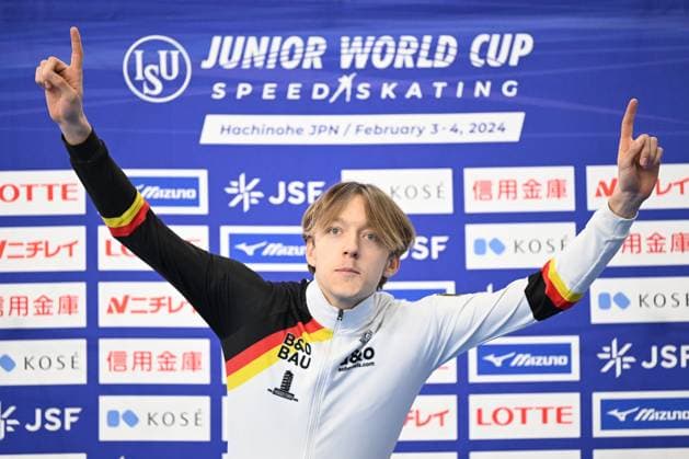 Sport Themen der Woche KW05 Sport Bilder des Tages Finn SONNEKALB (GER), FEBRUARY 4, 2024 - Speed skating, Eisschnelllauf : ISU Junior World Cup Speed Skating 2023 24 Men Juniors 1500m overall Award ceremony at YS Arena Hachinohe in Aomori, Japan. Noxthirdxpartyxsales  (242837929)