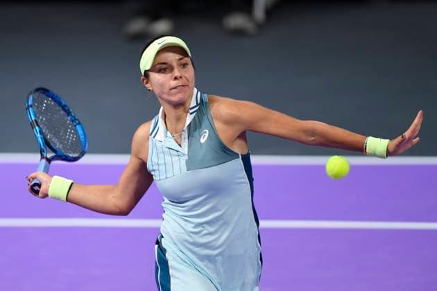 Viktoriya Tomova v Camila Osorio - Transylvania Open 2024 Round Of 32 Viktoriya Tomova of Bulgaria is in action during her match against Camila Osorio of Colombia at the Transylvania Open Qualifying Day 1: Women s WTA, Tennis Damen 250 Tournament in Cluj-Napoca, Romania, on February 3, 2024. Cluj-Napoca Romania  Copyright: xAlexxNicodimx originalFilename:nicodim-notitle240205_nppuT.jpg