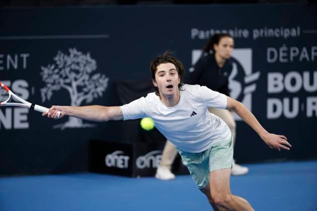 TENNIS OPEN 13 PHOTOPQR LA PROVENCE PENNANT Franck ; Marseille ; 05 02 2024 ; Tennis : OPEN 13 Provence 2024 au Palais des sports de Marseille Match Benjamin BONZI (FRA) vs Alexander SHECHENKO (KAZ) (photo) ATP, Tennis Herren Open 13 in Marseille, on February 05, 2024 Marseille Marseille France  Copyright: xPHOTOPQR LAxPROVENCE MAXPPPxPENNANTxFranckx 20240205PVL9181 20240205PVL9181