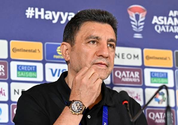 AFC Asian Cup Qatar 2023 press conference, PK, Pressekonferenz Iran Iran national team, Nationalteam Head coach Amir Ghalenoei is attending a press conference ahead of the AFC Asian Cup 2023 Qatar semi-final match between Iran and Qatar in Doha, Qatar, on February 6, 2024. DOHA Qatar  Copyright: xNoushadxThekkayilx originalFilename:varittyakkal-afcasian240206_npL5i.jpg