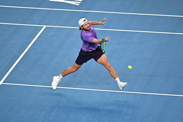 Open 13 Provence - Marseille Lucas Pouille (FRA) during his first round match at the Open 13 Provence in Marseille, on February, 5, 2024. Photo by Corinne Dubreuil ABACAPRESS.COM Marseille France  Copyright: xDubreuilxCorinne ABACAx
